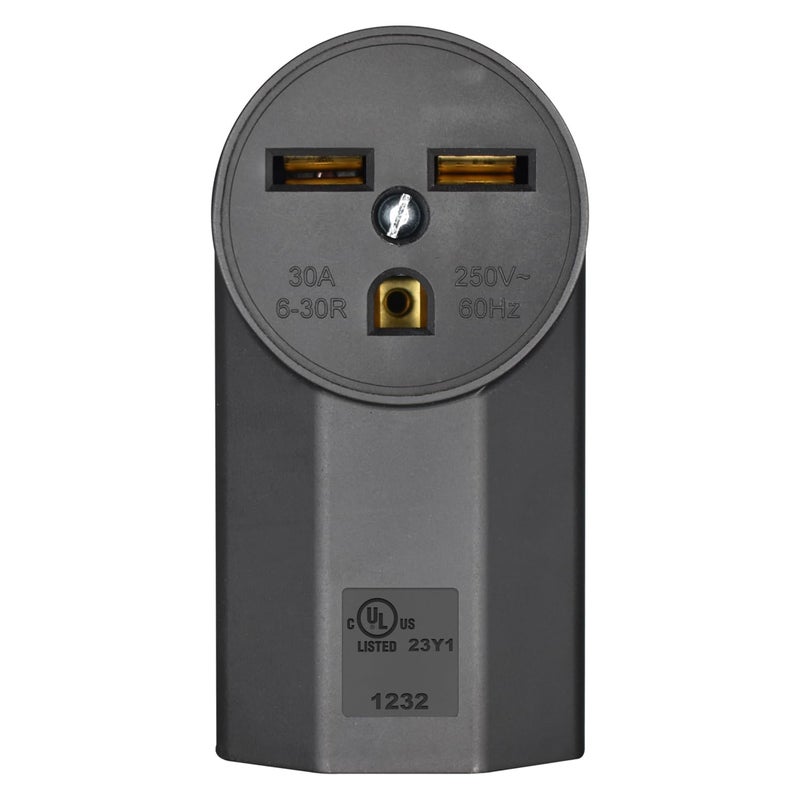 micmi NEMA 6-30R Receptacle 2-Pole 3-Wire Surface Mount Range Power Receptacle, Industrial Grade 30A 125/250V UL Listed, Black (NEMA 6-30R) - Image 1